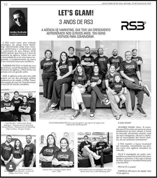 Matéria sobre a RS3 no Jornal Cidade de Rio Claro